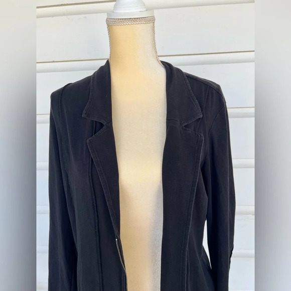 Nic+Zoe Woman’s Long Black Soft Lined Zipper Jacket With Pockets Size Large - Picture 3 of 8